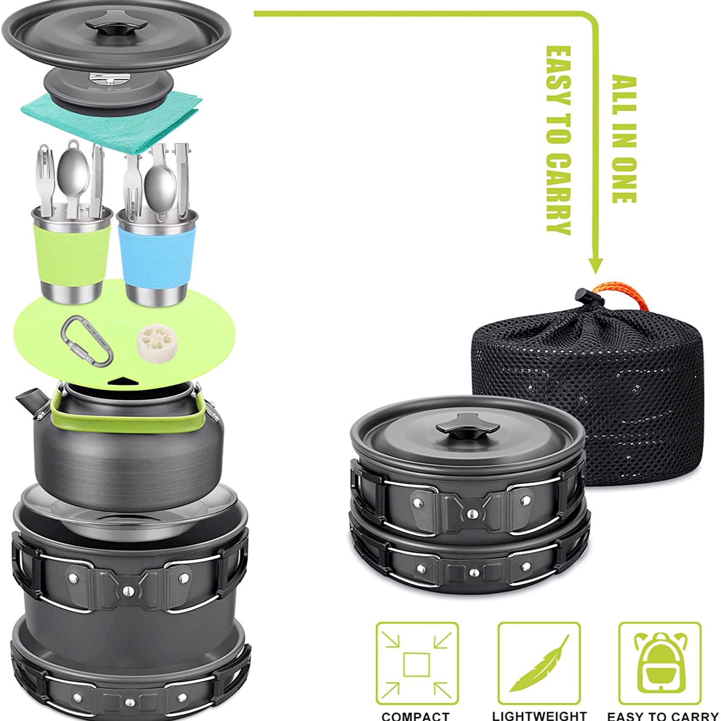 Camping Cooking Set With Kettle - Набор для кемпинга на открытом воздухе