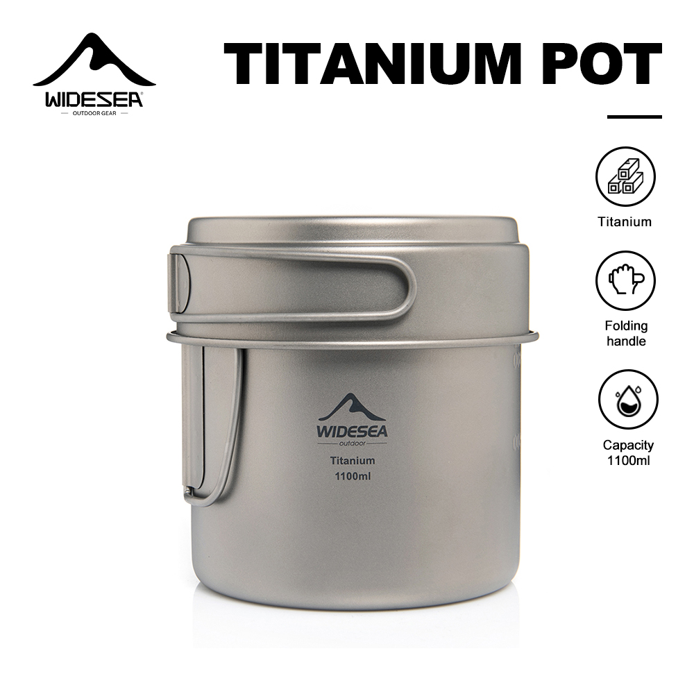 Camping Cooking Gear - Ультралегкий титановый походный котелок Widesea 1100