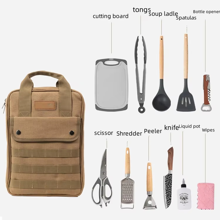 Camping Cooking Set With Bag - Набор аксессуаров для кемпинговой кухни, 12