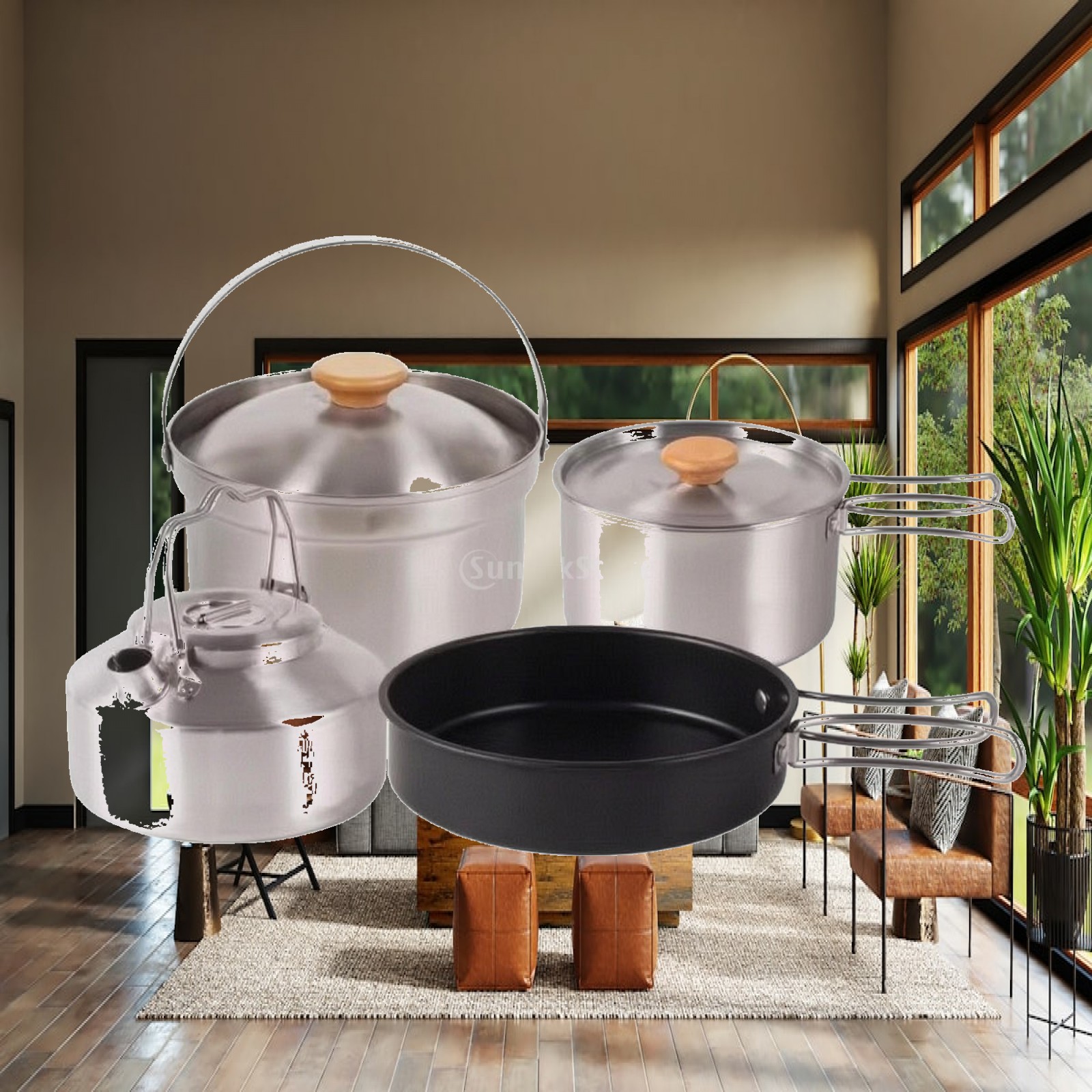Camping Cooking Set With Kettle - Набор из 4 предметов для приготовления