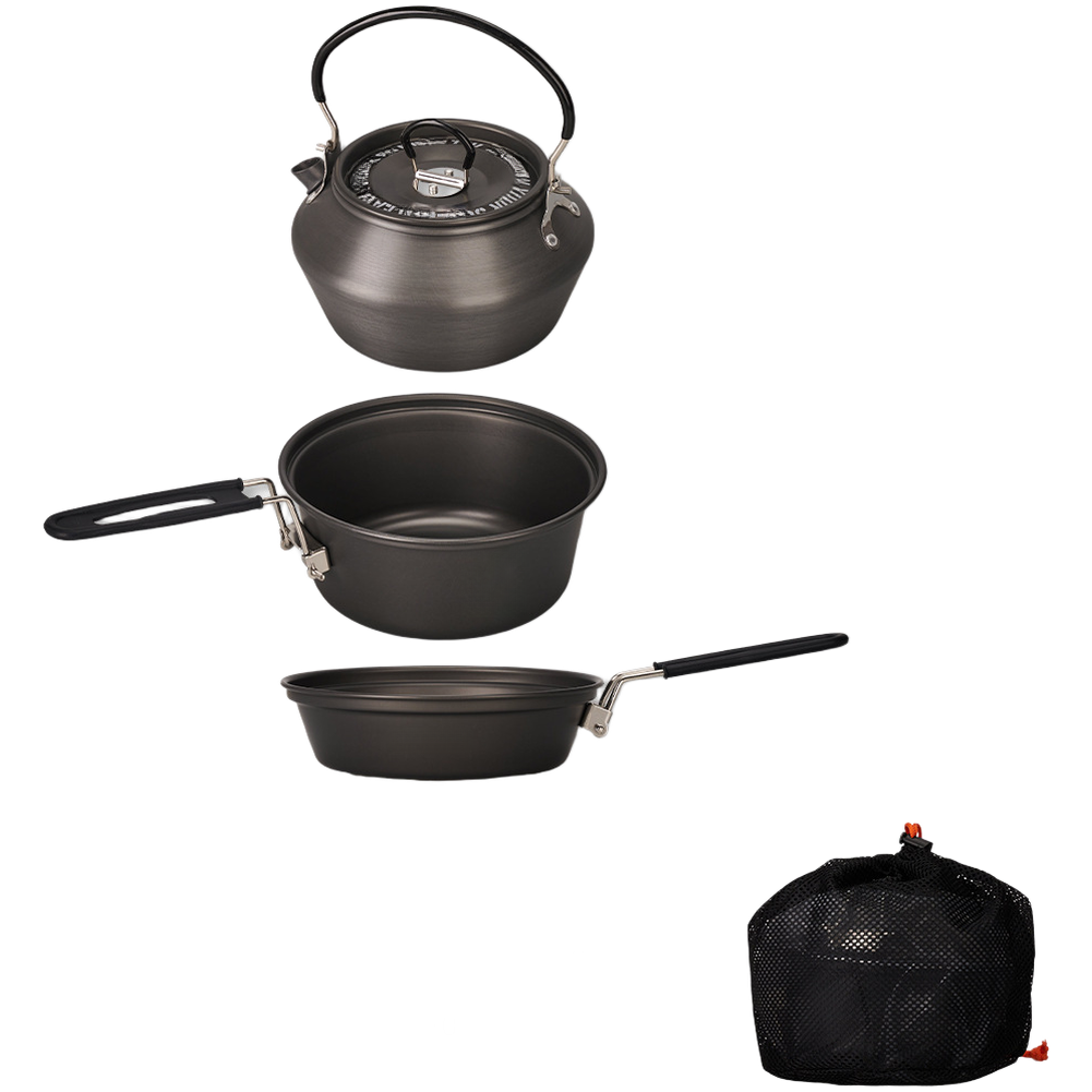 Camping Cooking Set With Kettle - Легкий набор походной посуды из алюминиевого