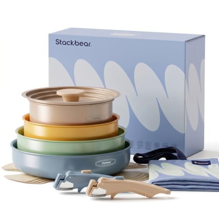 Camping Cooking Set Detachable Handle - Набор керамической посуды, кастрюли и сковороды