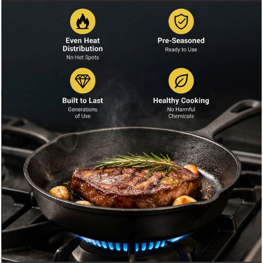 Skillet Cast Iron Camp - Набор из 3 чугунных сковородок, 6,