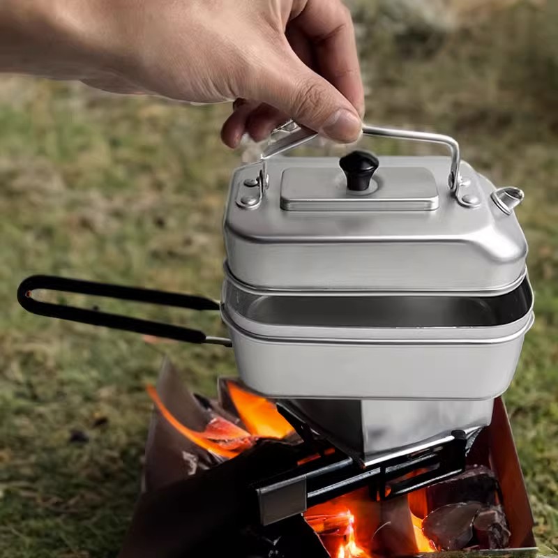 Camping Cooking Set With Kettle - Сверхлегкий портативный туристический чайник для пикника,