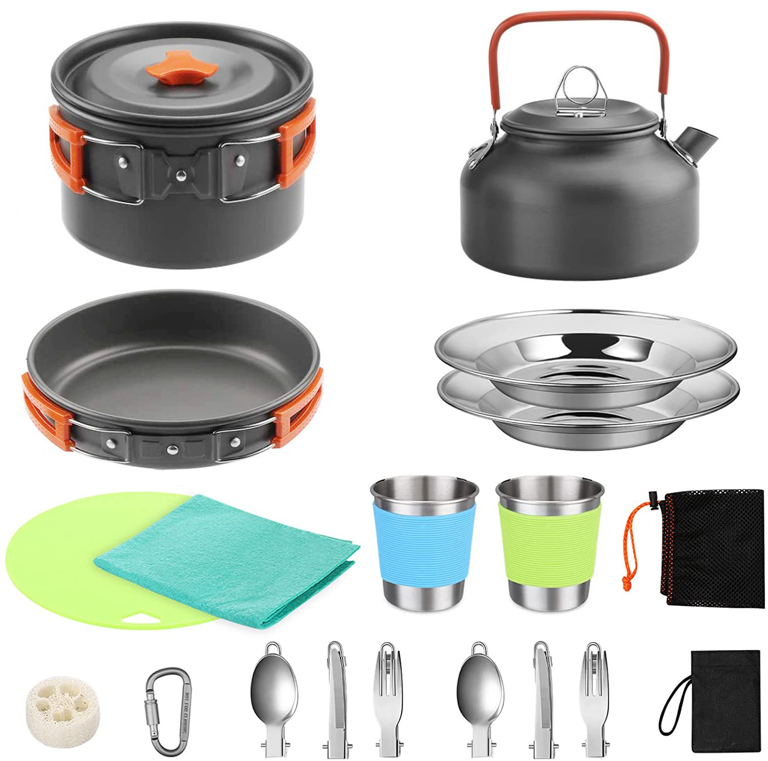 Camping Cooking Set With Kettle - Полный набор для кемпинга на 2-3