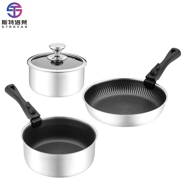 Camping Cooking Set Detachable Handle - 6 шт. 3-слойные наборы посуды из