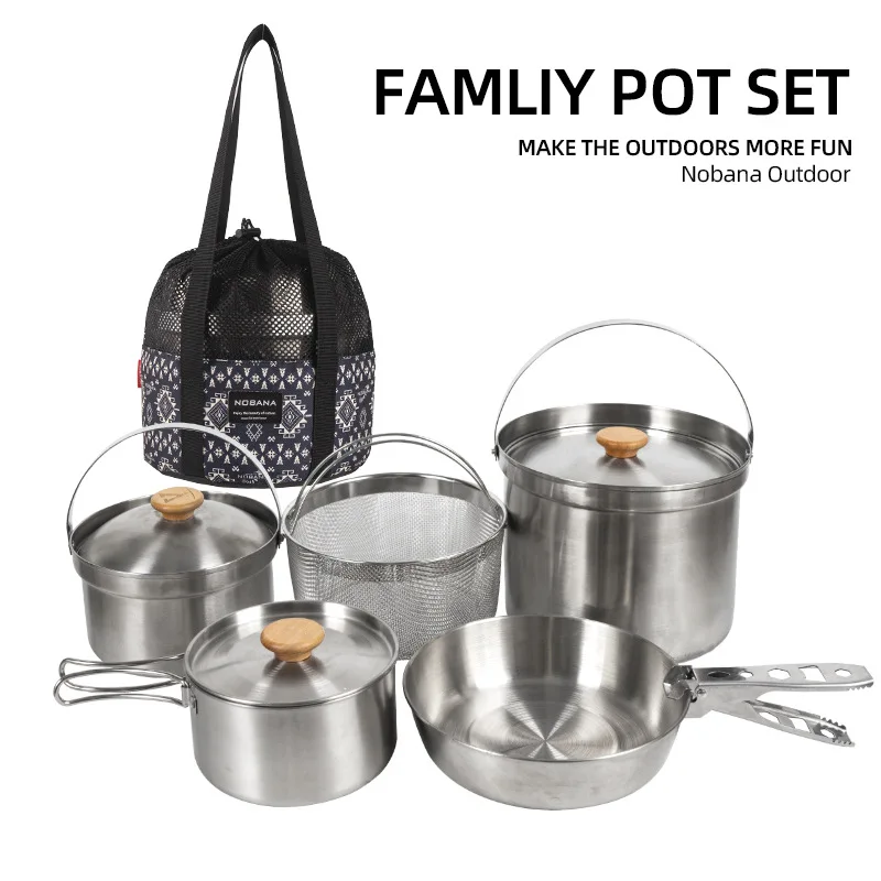 Camping Cooking Set With Bag - Новый набор походной посуды из нержавеющей