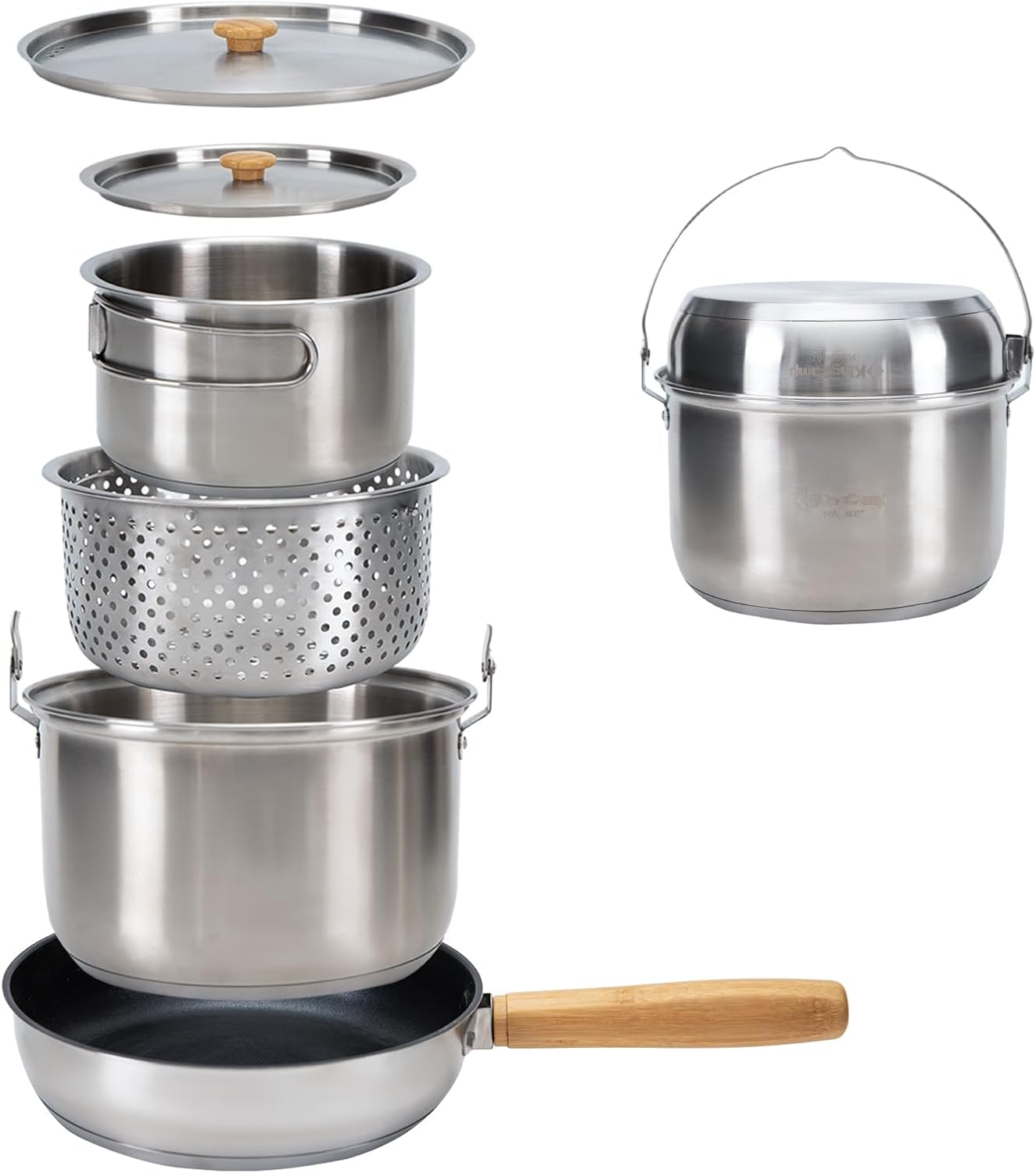 Camping Cooking Set With Bag - Набор походной посуды из нержавеющей стали