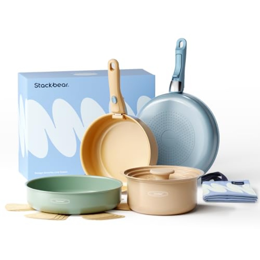 Camping Cooking Set Detachable Handle - Набор керамической посуды, кастрюли и сковороды