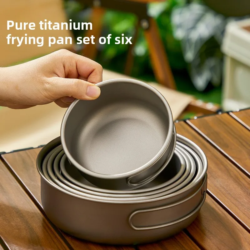 Camping Cooking Set With Bag - Титановый уличный набор кастрюль для пикника,