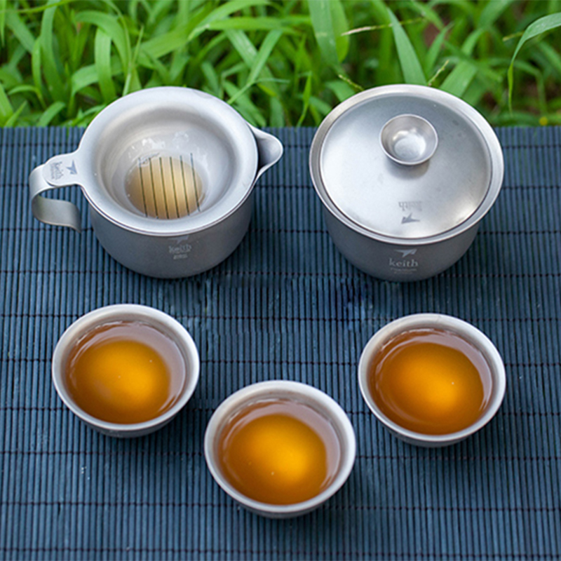 Camping Cooking Set With Kettle - 6 шт., портативная посуда для кемпинга