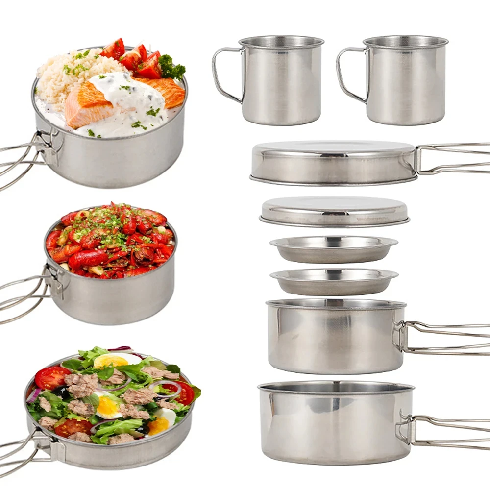 8 шт./компл. посуда для кемпин – обзор и цена Camping Cooking Set With Bag