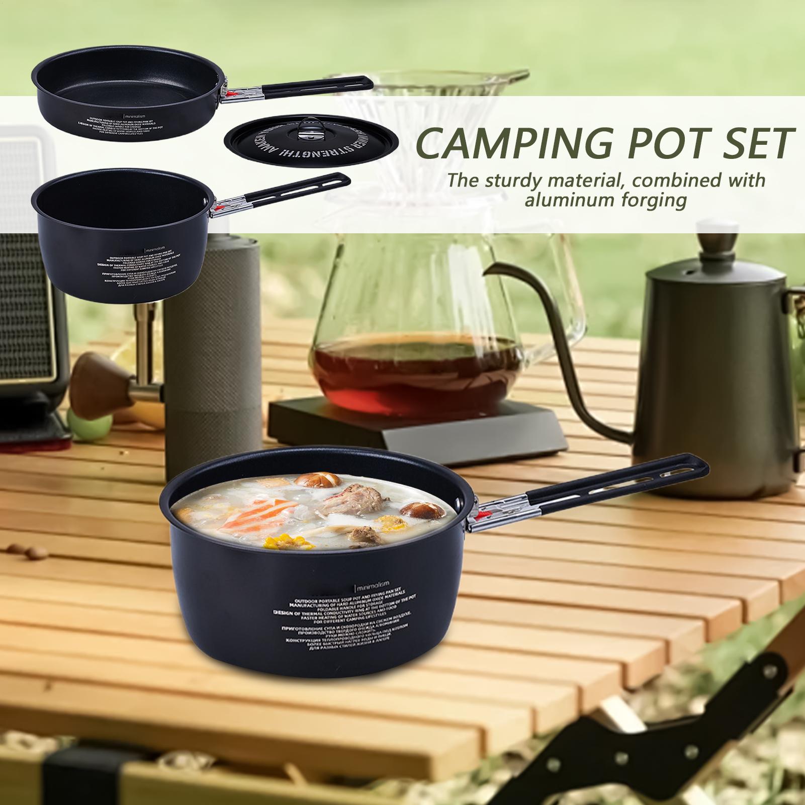 Набор посуды для кемпинга, ско – обзор и цена Camping Cooking Set Detachable Handle