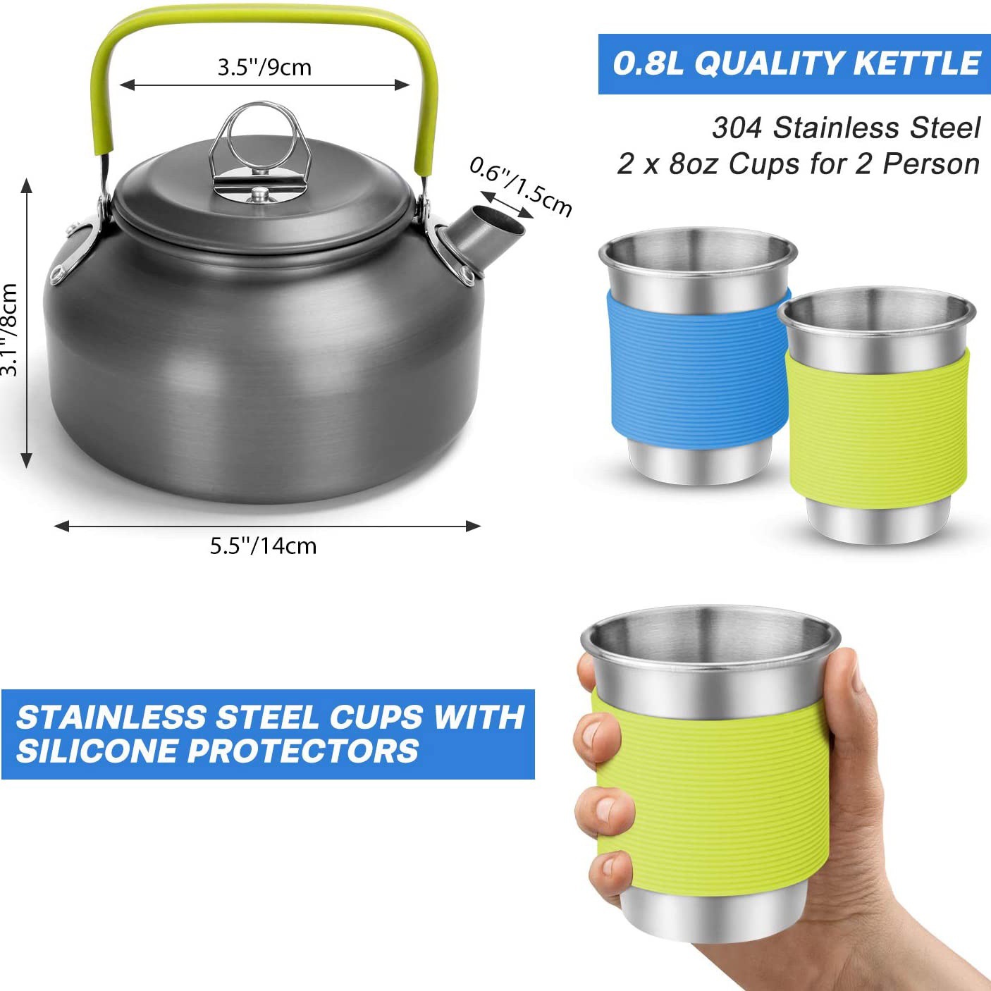 Полный набор для кемпинга на 2 – обзор и цена Camping Cooking Set With Kettle