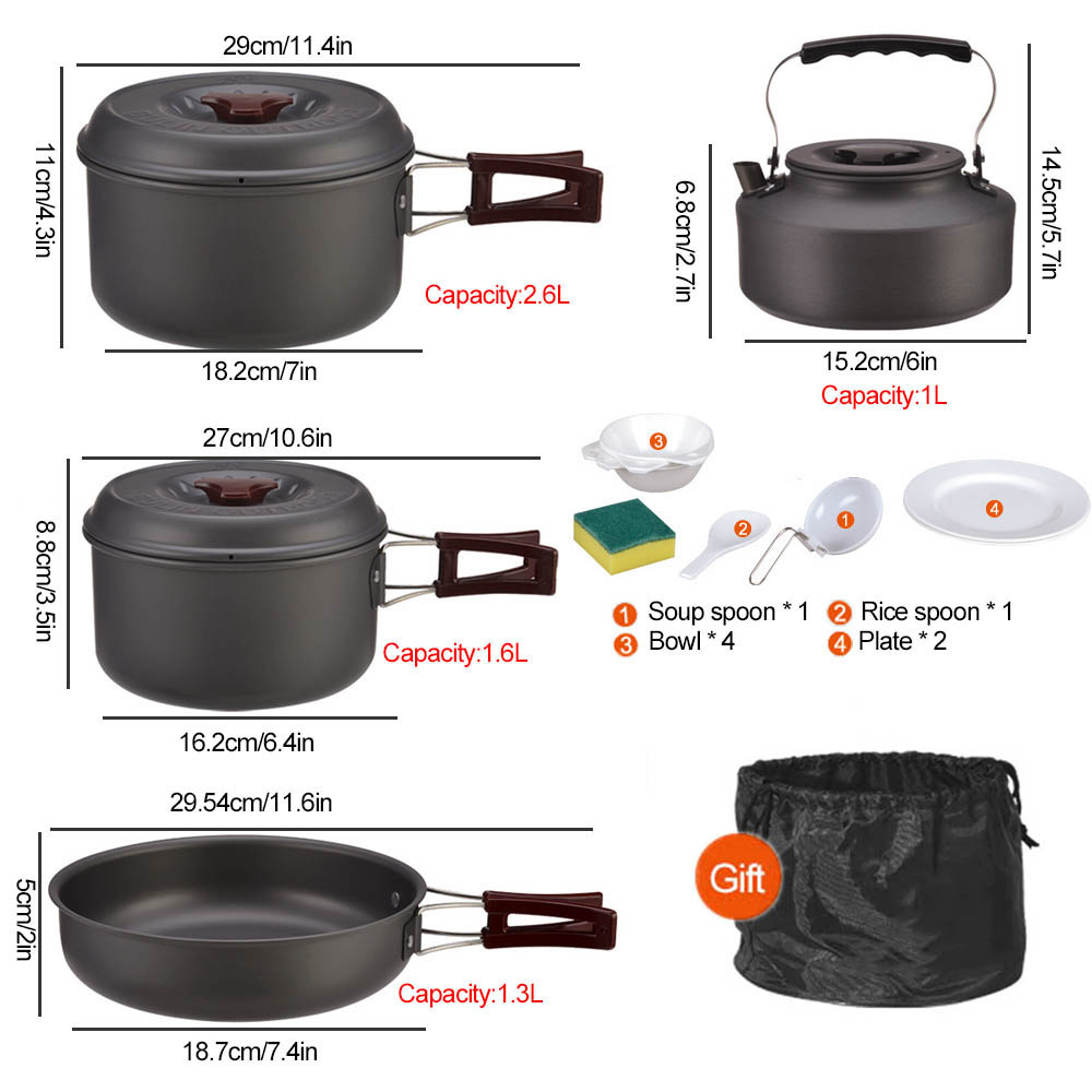 Кастрюля для пикника на 3-4 че – обзор и цена Camping Cooking Set With Bag