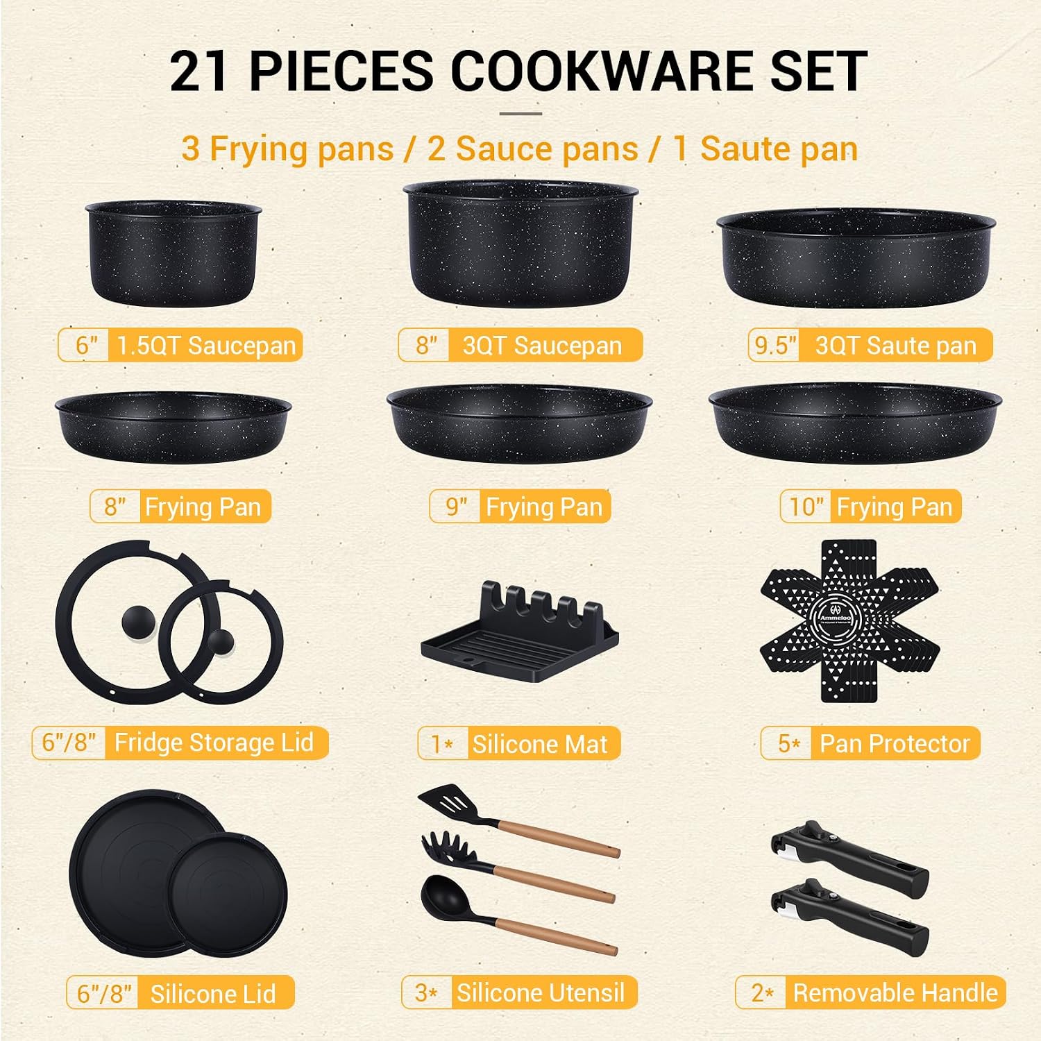 Набор из 21 предмета: антиприг – обзор и цена Camping Cooking Set Detachable Handle