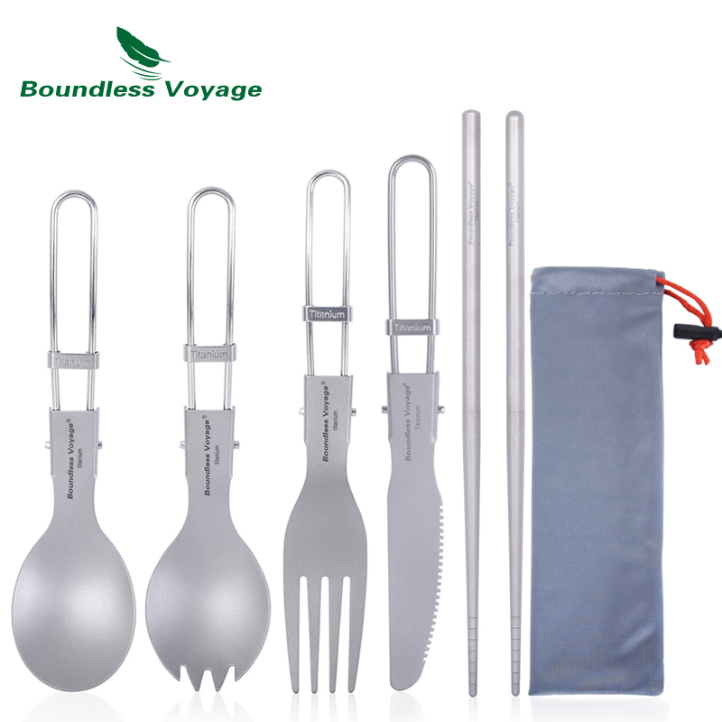 Титановые столовые приборы Bou – обзор и цена Camping Cooking Knife Set