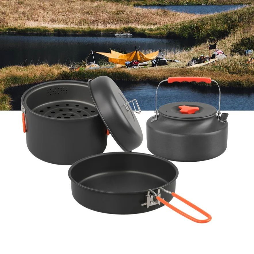Набор посуды для открытого воз – обзор и цена Camping Cooking Set With Kettle