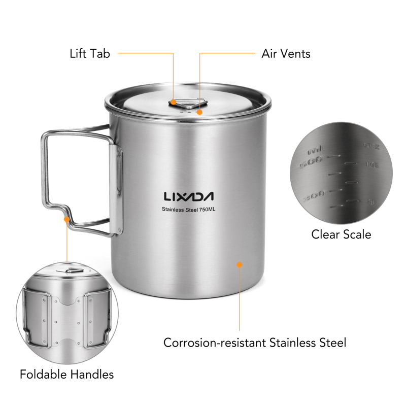 Чашка Lixada 750 мл, чашка для – обзор и цена Camping Cooking Set With Bag