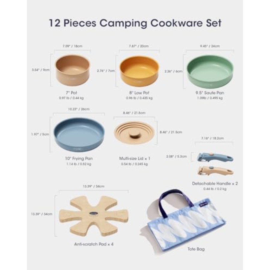 Набор керамической посуды, кас – обзор и цена Camping Cooking Set Detachable Handle